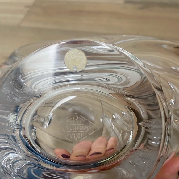 Crystal ART VANNES LE CHATEL 11.5" Swirling wave CENTERPIECE VASE BOWL FRANCE - Picture 4 of 4